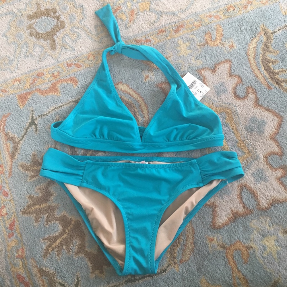 J crew bikini top and bottom. Turquoise. Medium.